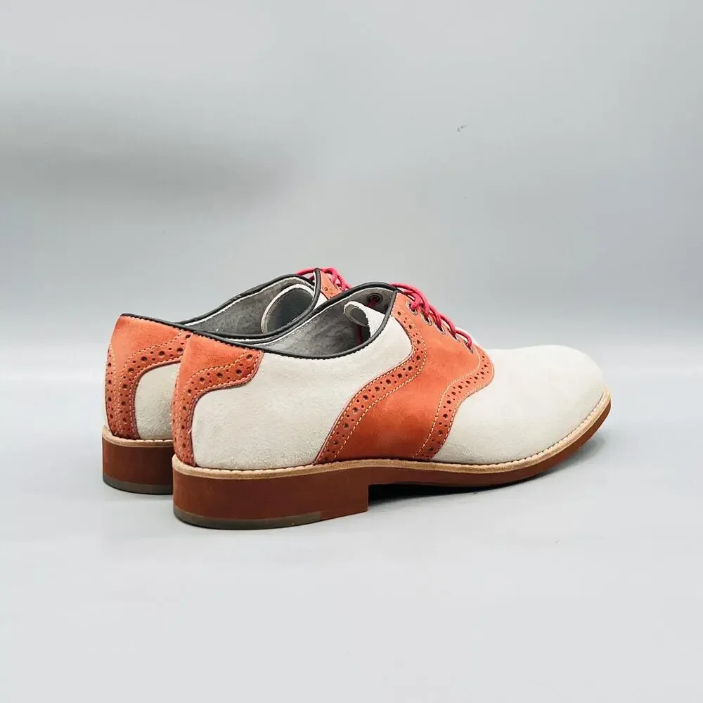 Johnston & Murphy Shoes Mens 8 Suede Saddle Oxford Dress Flex System Colorblock